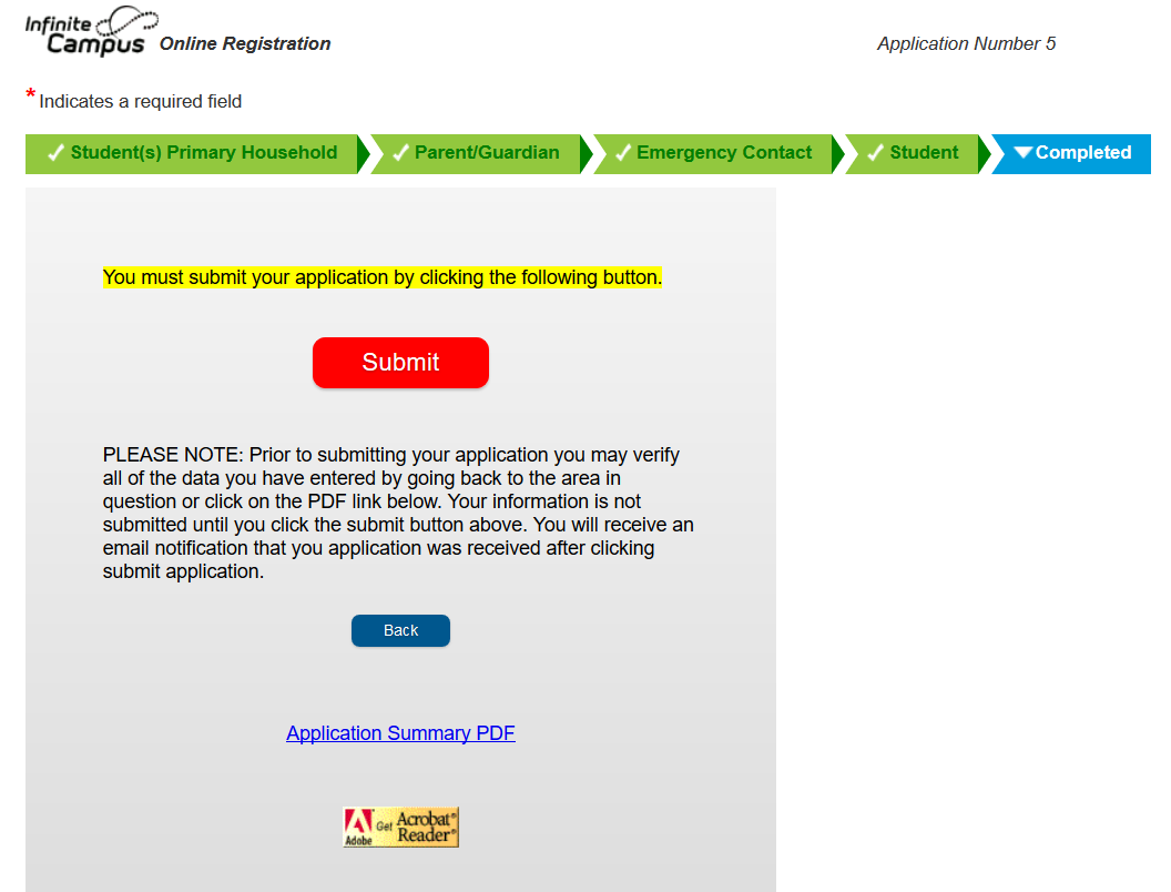 OLR Form Submition and Confirmation Page