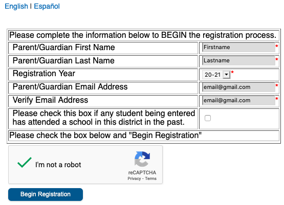email registration begin