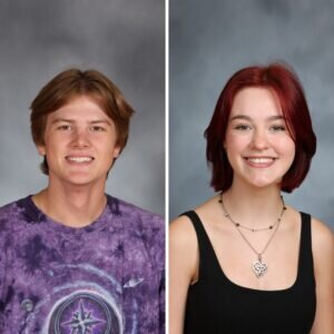 Yearbook photos of Soren Lenzini on the left and Nicole Scimeca on the right