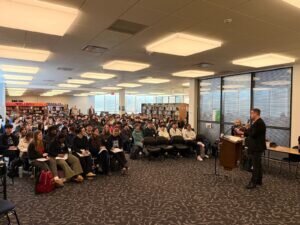 Presentation of Writers Block at Maine West High School