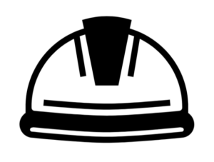 Construction Hat icon. Black outline of construction hat on white background