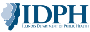 IDPH logo with Illinois state outline and human profiles, next to large letters IDPH and text Illinois Department of Public Health..