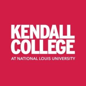 Kendall College logo. White text on a red background reads Kendall College at National Louis University..