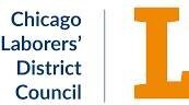 LiUna logo. Chicago Laborers District Council logo with text on the left and a large orange letter L on the right.
