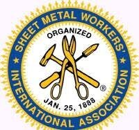Sheet Metal Workers Local 73 logo. Seal of the Sheet Metal Workers International Association with crossed hammer, tongs, and shears, surrounded by a blue and gold border and the founding date, January 25, 1888.