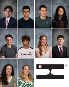 A grid of student portrait photos and a company logo.